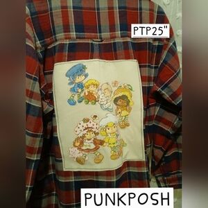 UPCYCLED FALL WINTER STRAWBERRY SHORTCAKE VINTAGE GRAPHIC ON FLANNEL